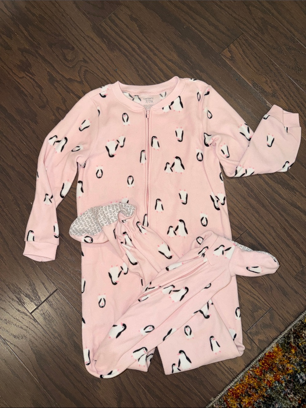 Carter's Light Pink Penguin Fleece Footed Pajamas